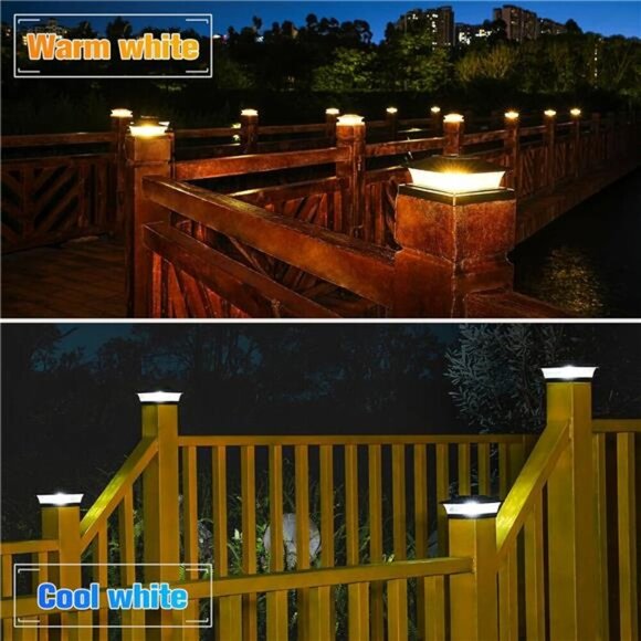 Solar Post Cap Lights Outdoor 4x4/6x6 Wooden/Vinyl Fence Post Lights Solar Deck - Picture 3 of 7